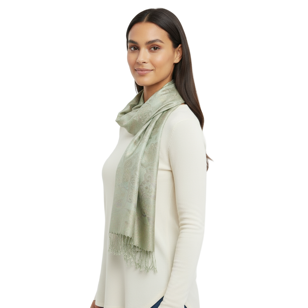 Silk Mint-Pink Scarf